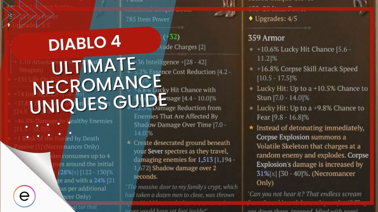 Diablo 4 Necromancer Unique Weapons Armors EXputer