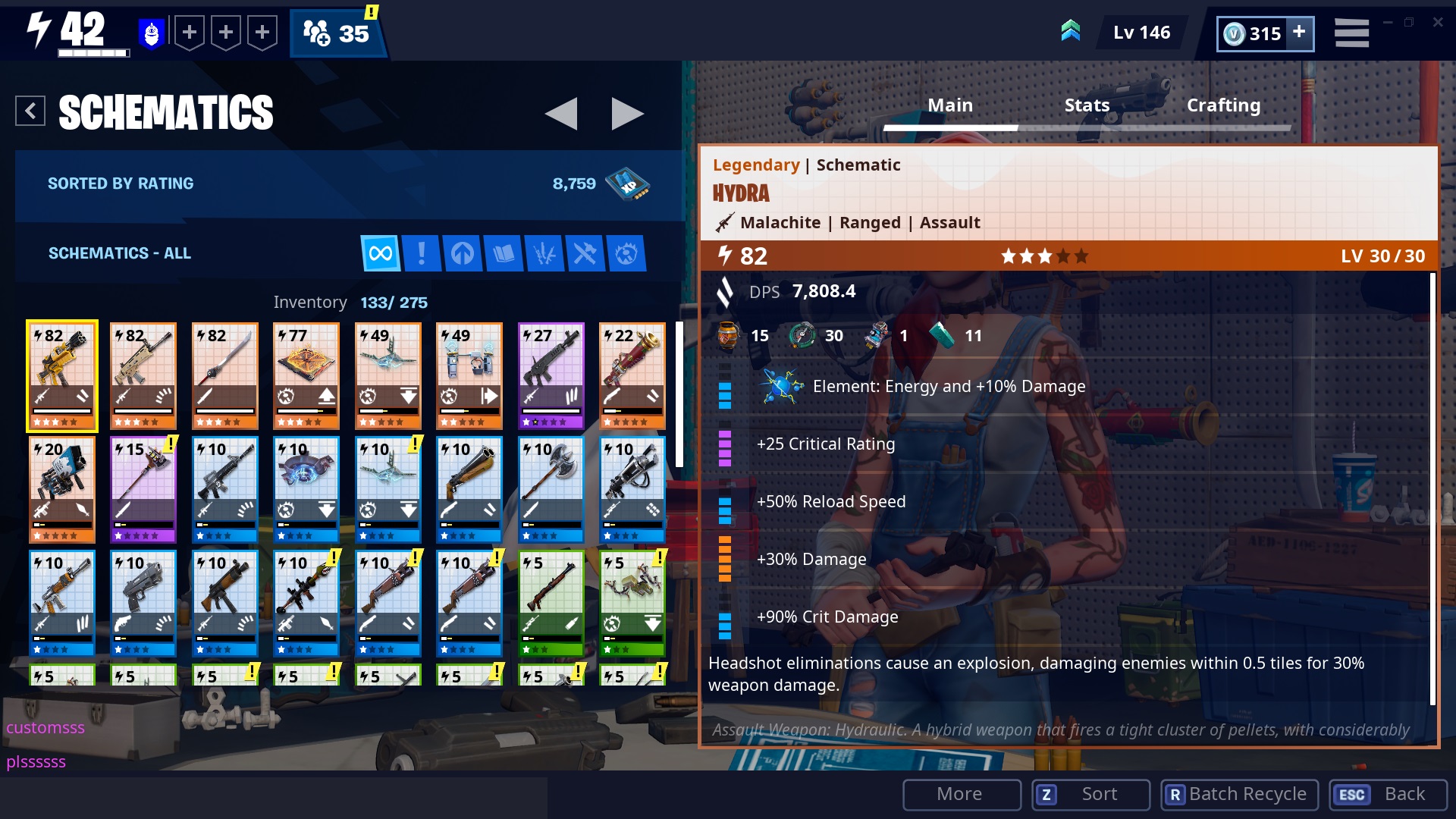 powerful weapons - fortnite save the world schematics for sale