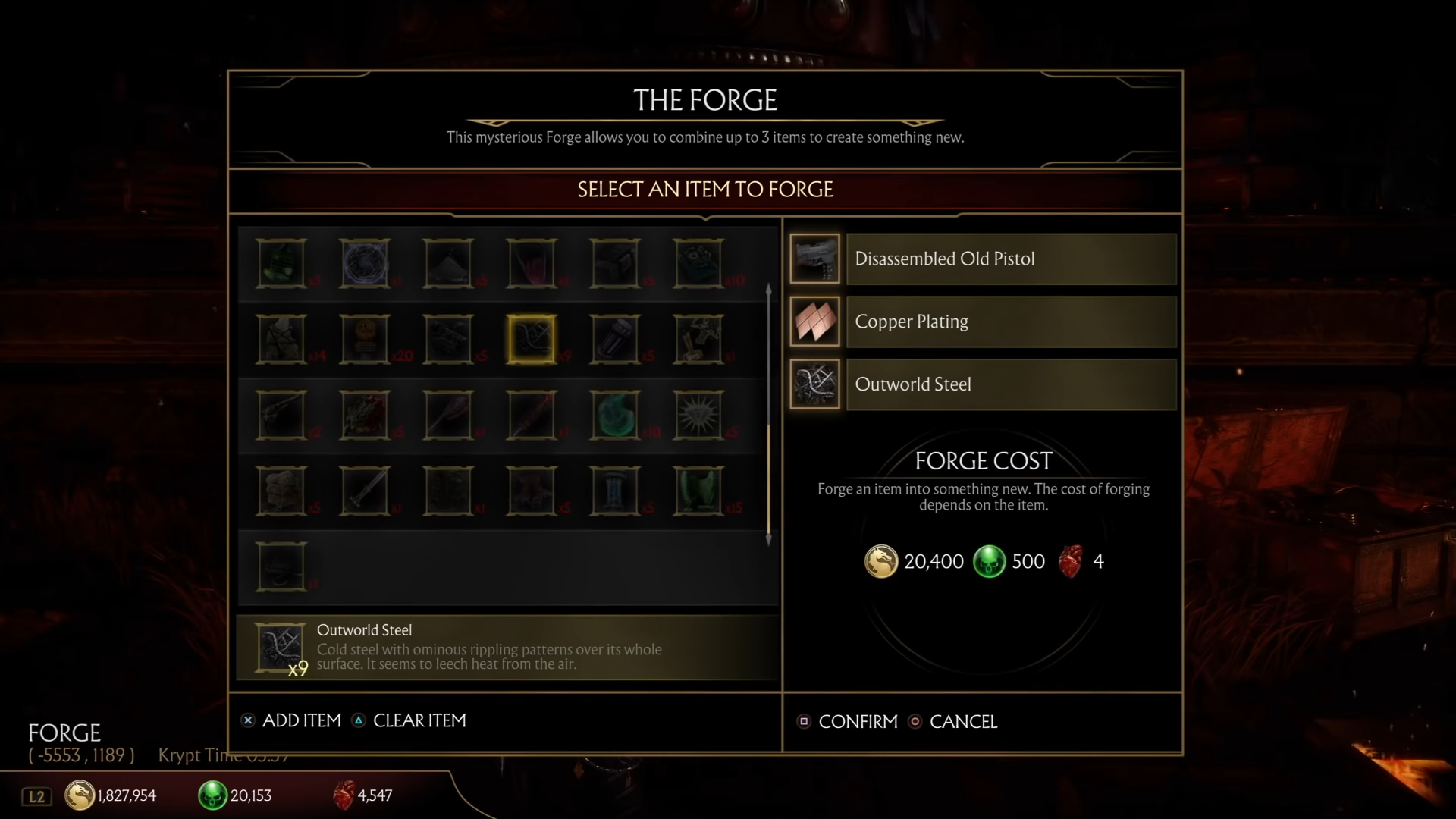 Mortal Kombat 11 Forge recipes