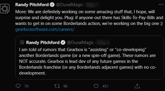 Randy Pitchford on Twitter