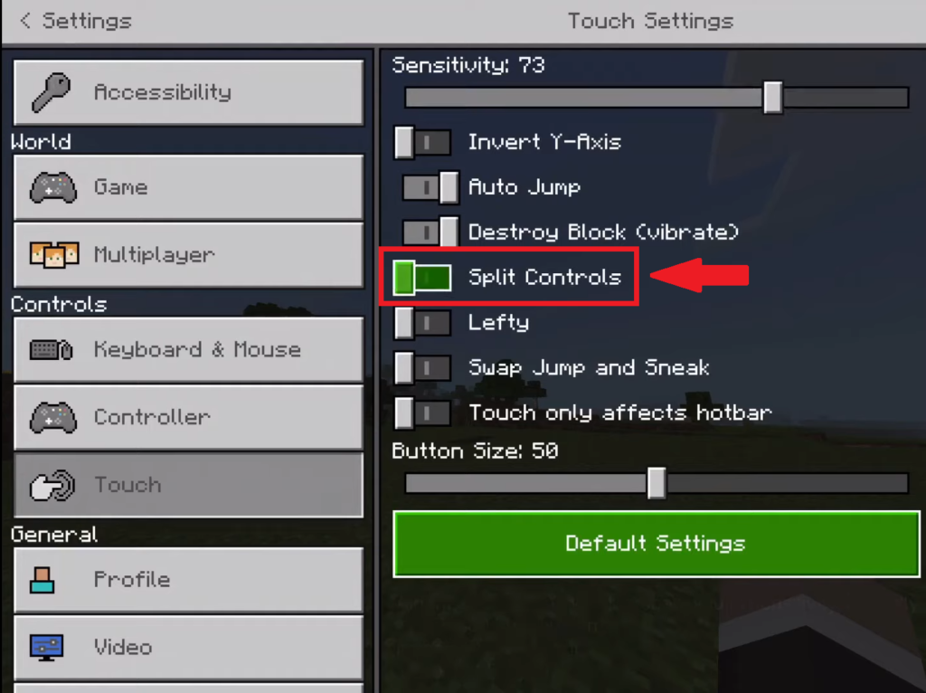 Split control scheme for Pocket Edition