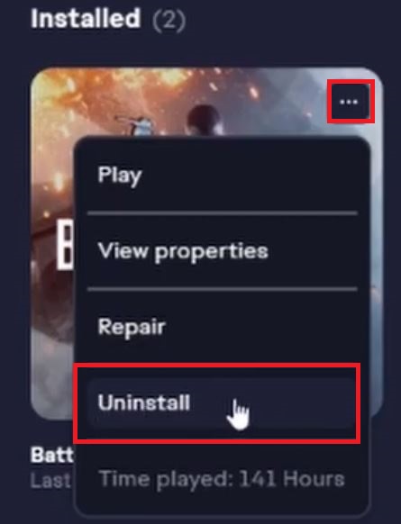 uninstalling an EA App Game