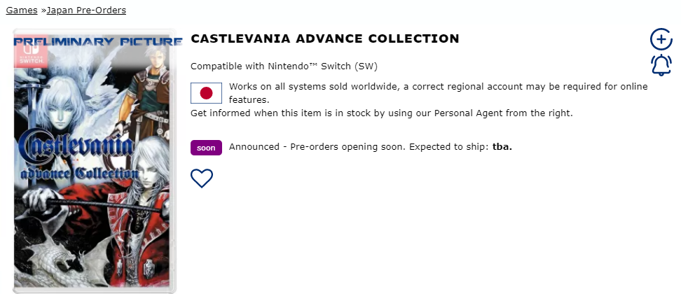 Castlevania Advance Collection on PlayAsia