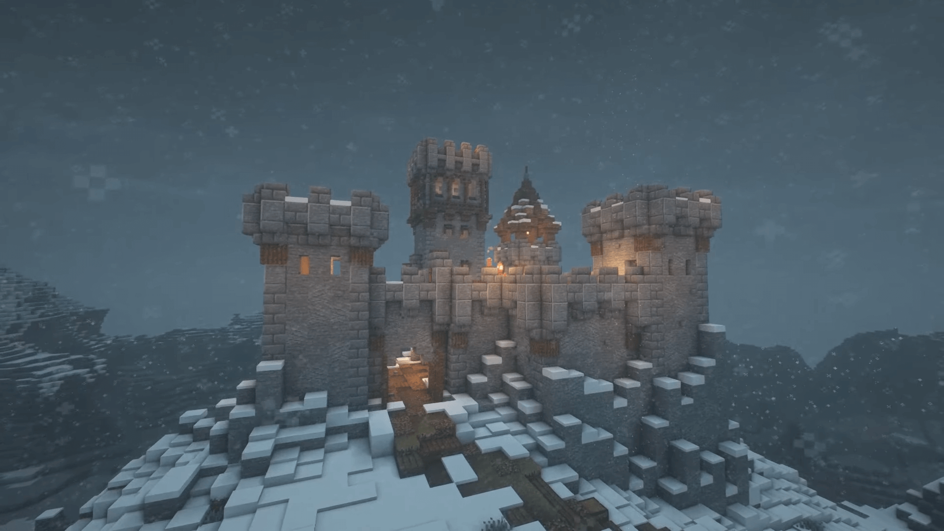 minecraft castle ideas on mountain