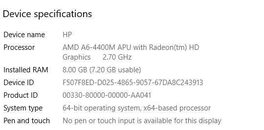 Device Specifications