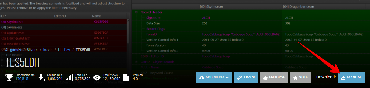 Downloading the TES5Edit Mod