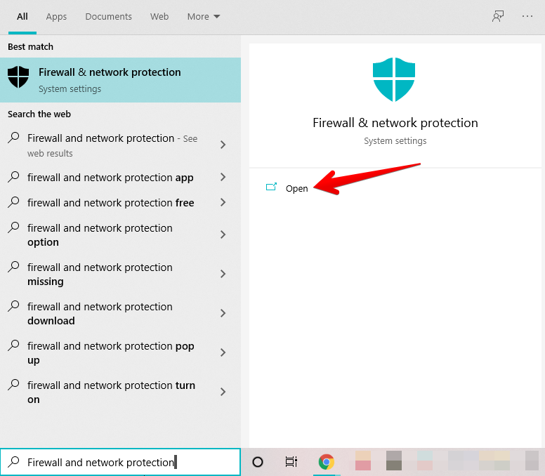 Opening Firewall and network protection