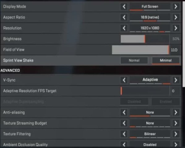 Dizzy Video Settings for Apex Legends