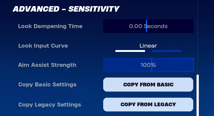 fortnite advanced sensitivty