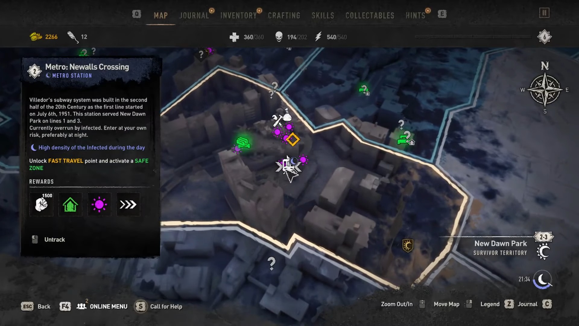 Dying Light 2 Metro Newalls Crossing Inhibitor Map Location