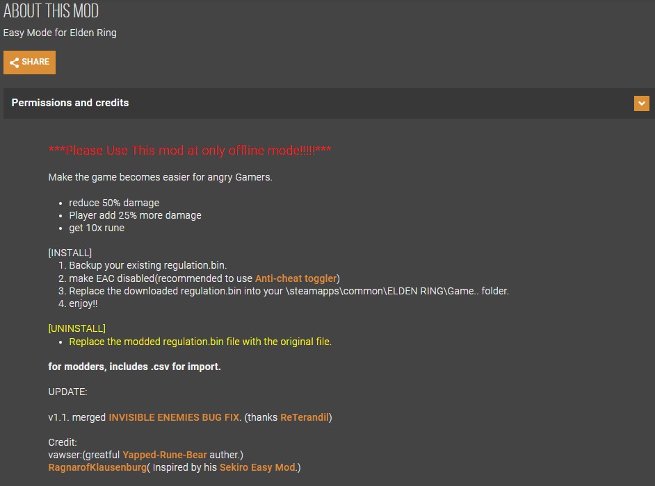 Easy Mod in Elden Ring