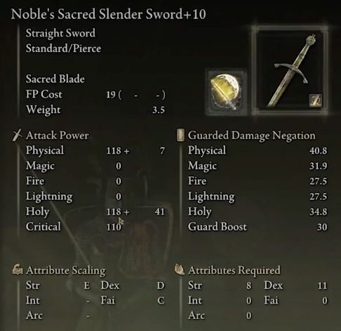 Elden Noble Slender Sword