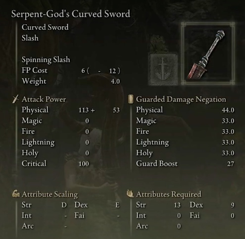 Elden Ring Paladin Build Serpent God's Curved Sword