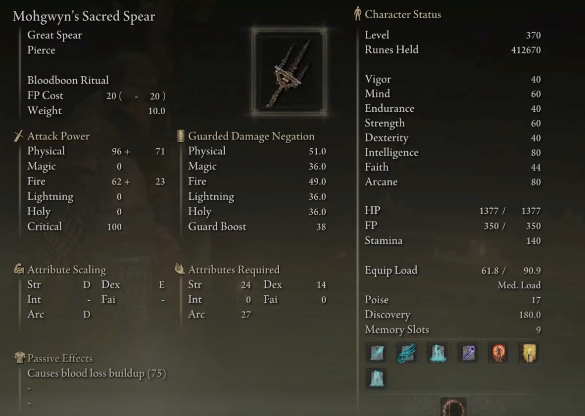 Mohgwyn's Sacred Spear elden ring