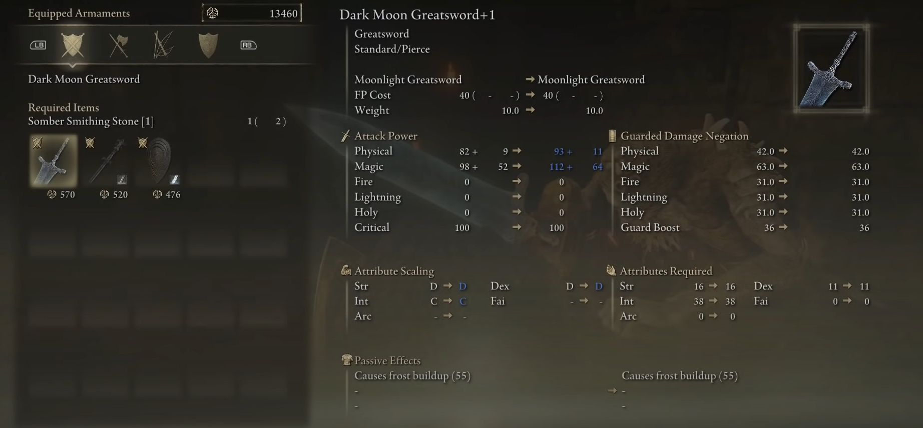 Moonlight Greatsword stats in Elden Ring