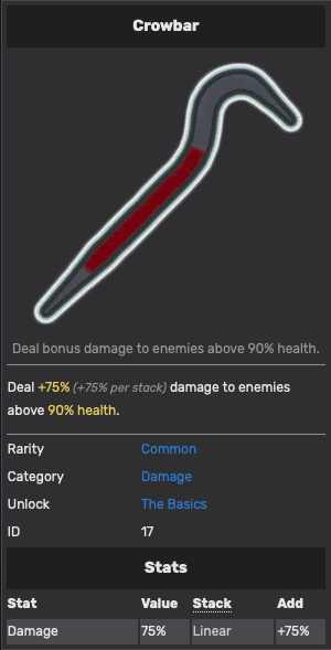 Risk of rain 2 crowbar item