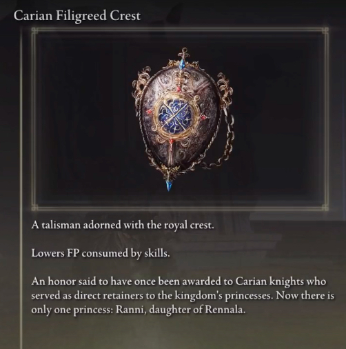 Elden Ring Carian Filigreed Crest