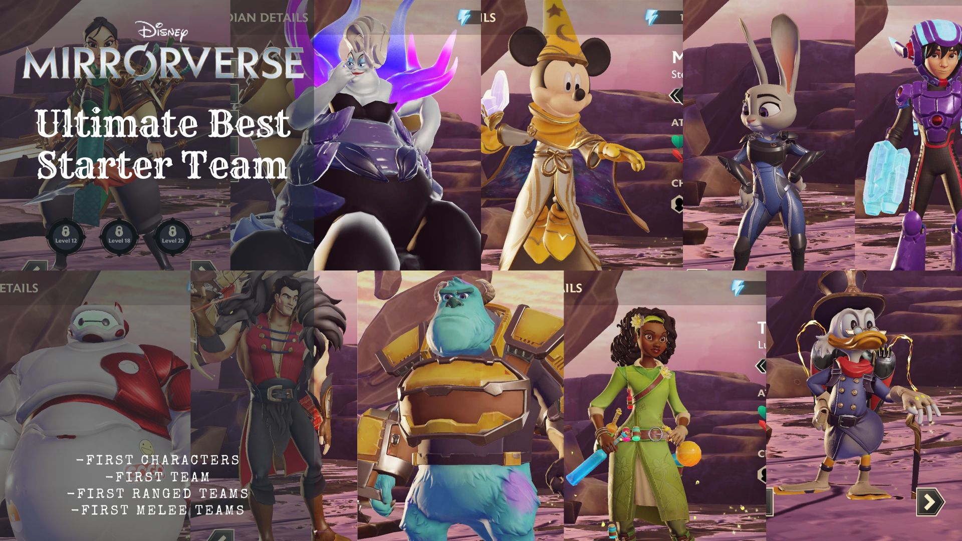 Disney Mirrorverse Best Starter Team: First, Melee, Ranged