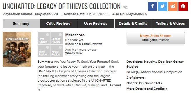 Uncharted: Legacy of Thieves Collection