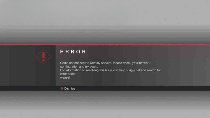 weasel error code destiny 2