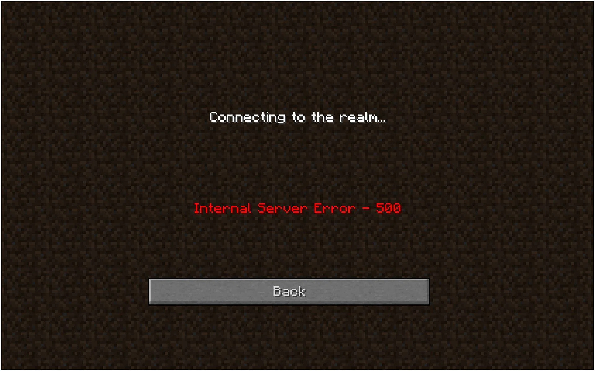 internal server error minecraft realms