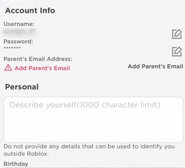 Changing the Birthday of the Roblox Account