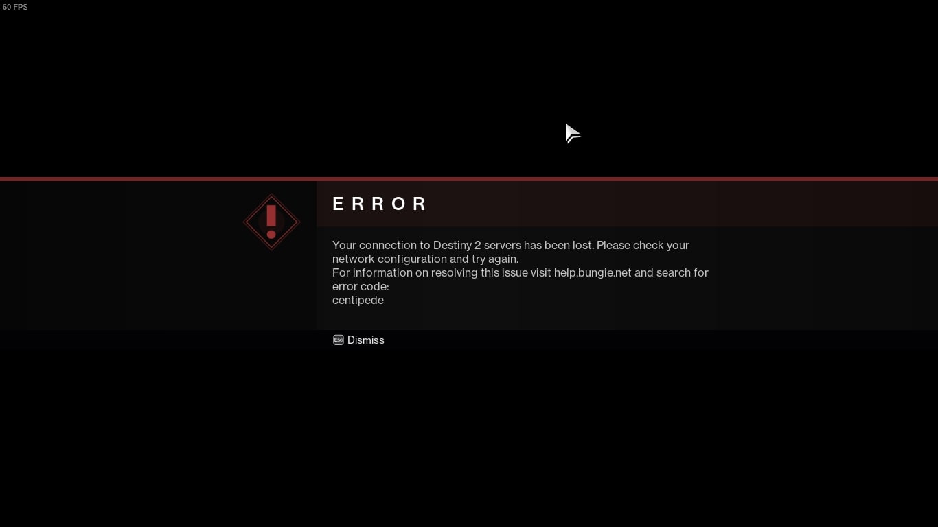 Destiny 2 Error code Centipede