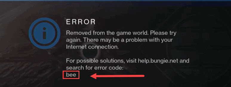 error code bee Destiny 2