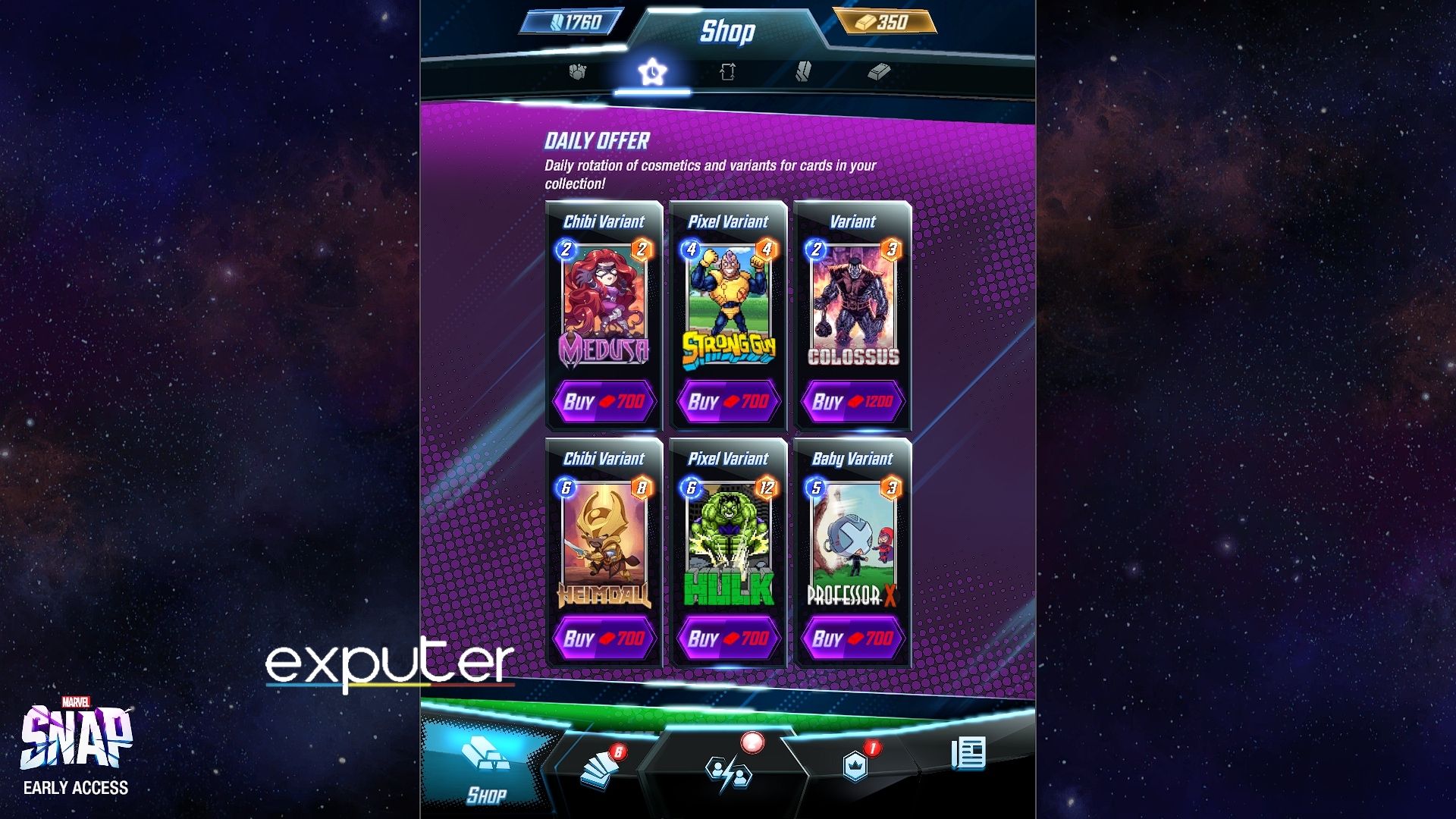 Card variants in Marvel Snap.