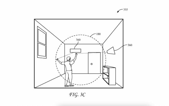 This figure from the patent illustrates a multi array ultrasound system for providing tactile mid air hepatic feedback