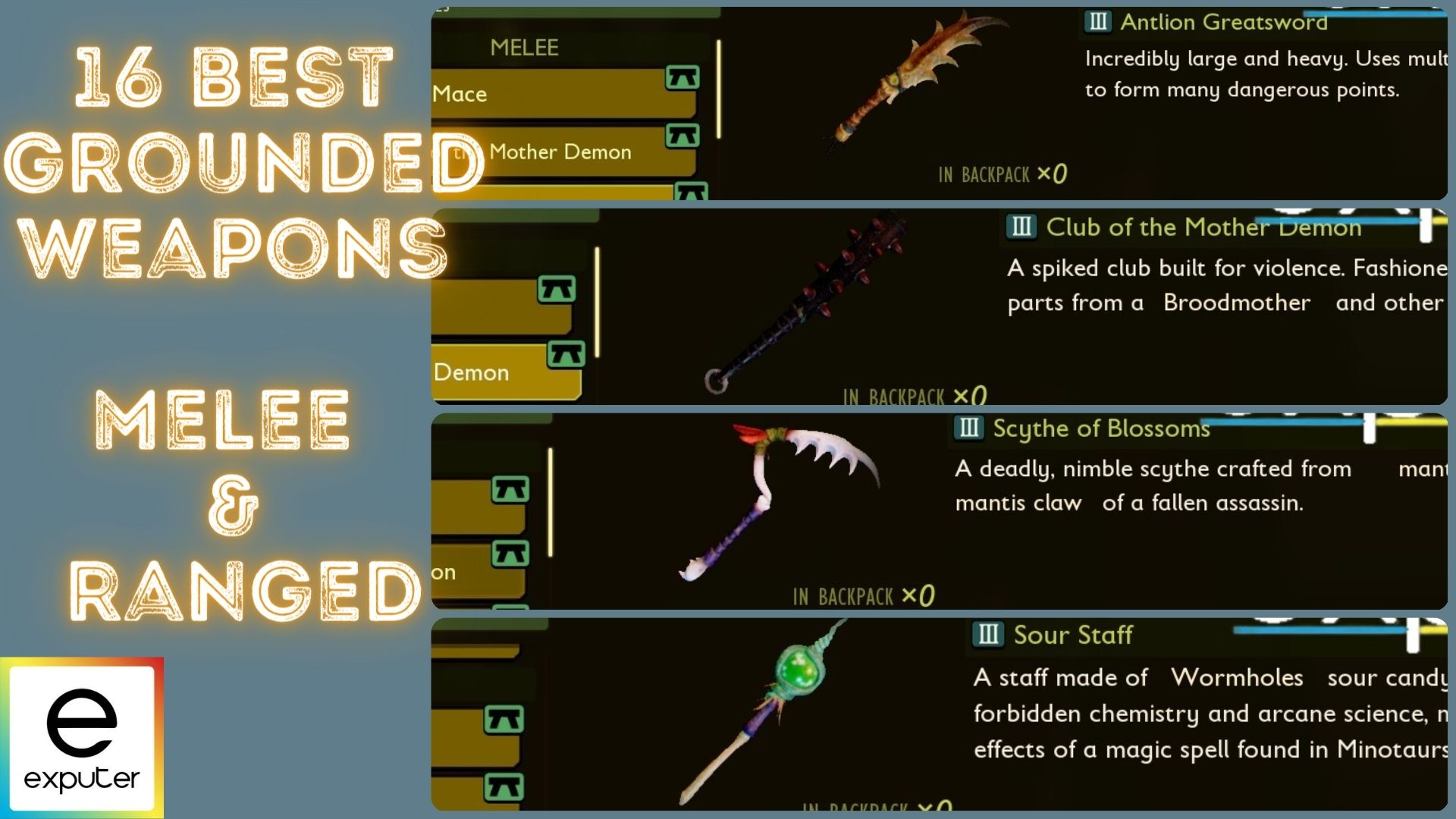 16 BEST Grounded Weapons [HandsOn Guide]