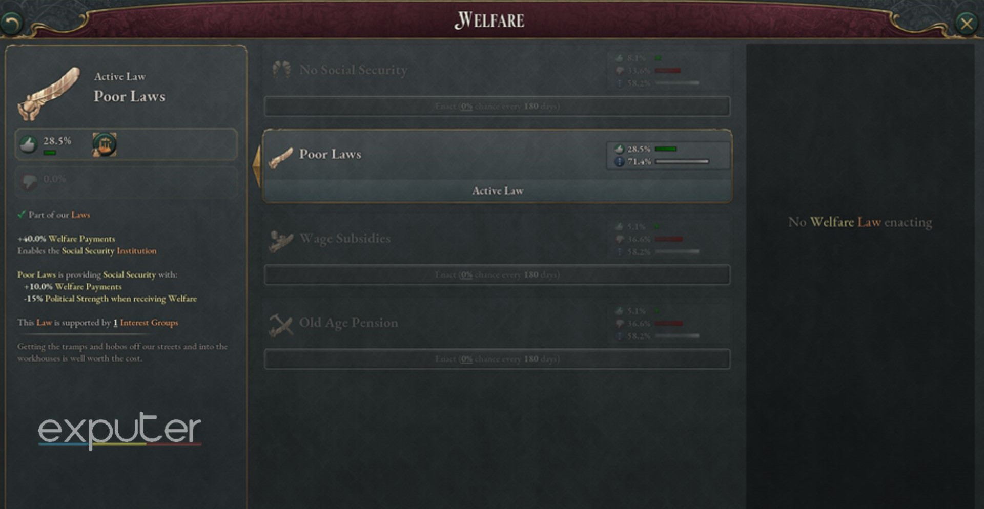 welfare laws screen