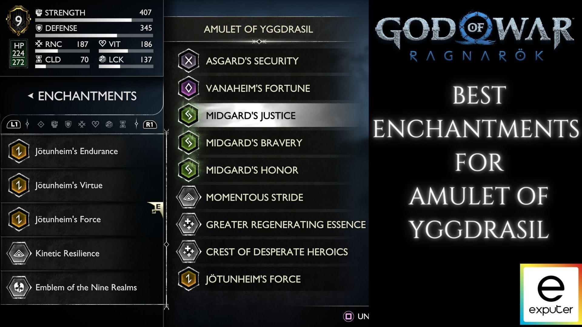 GOW Ragnarok BEST Amulet Enchantments Top 10 EXputer