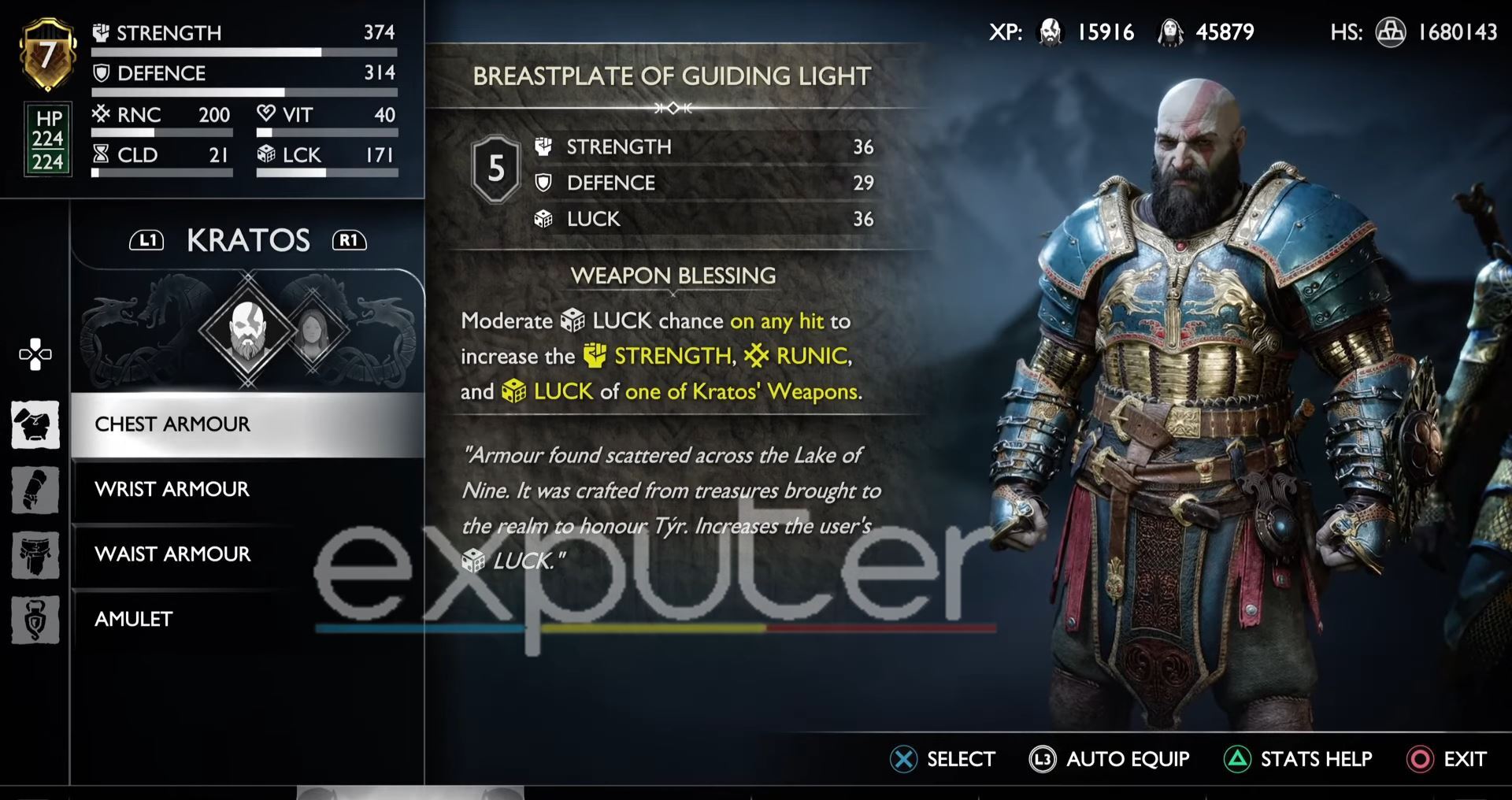 GOW Ragnarok guiding Light armor