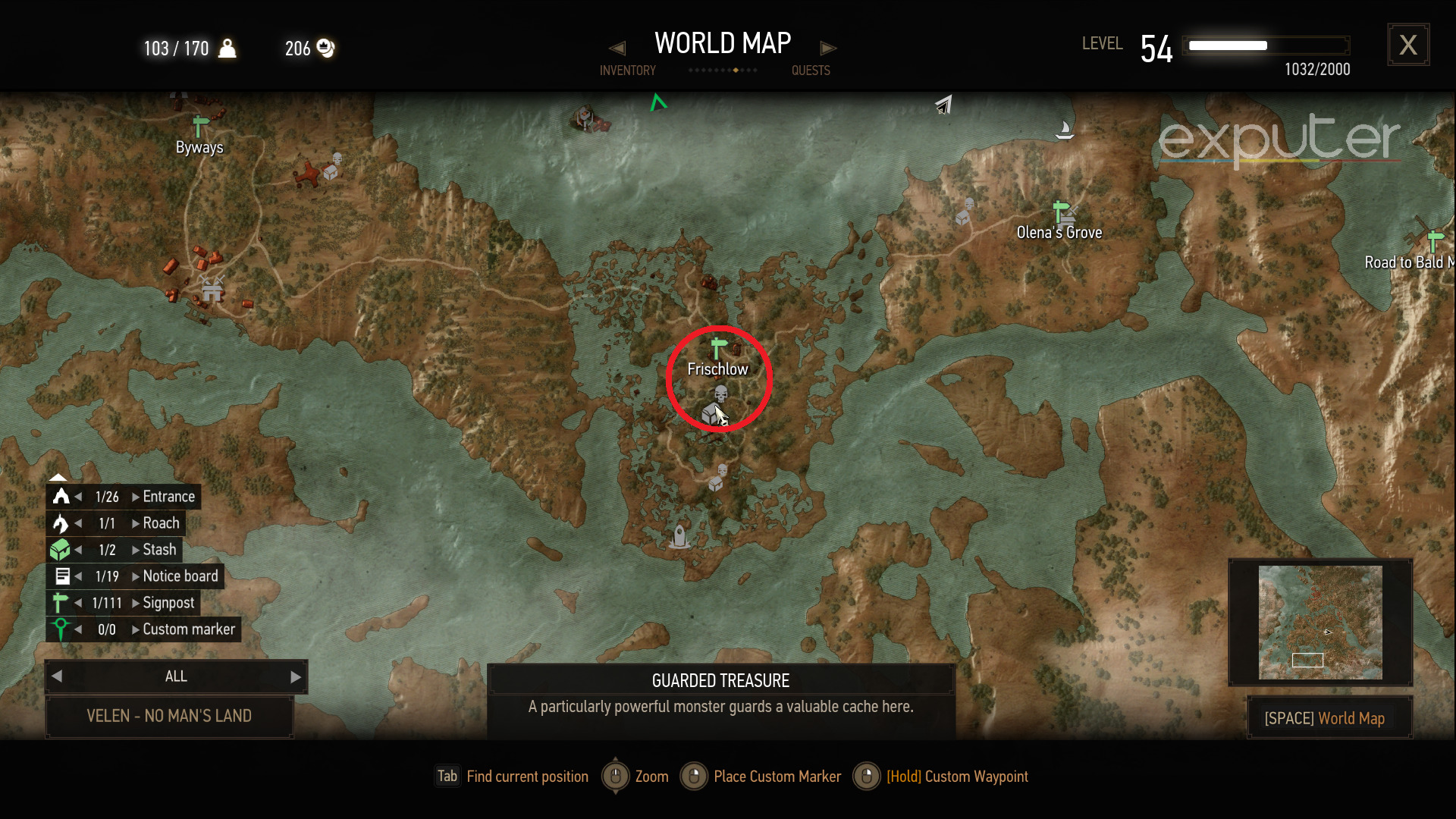 location Frischlow for Enhanced Griffin School Gear Gauntlets Witcher 3.