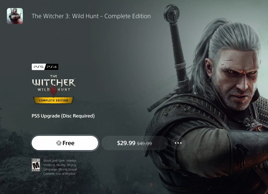 Free Upgrade version Witcher 3