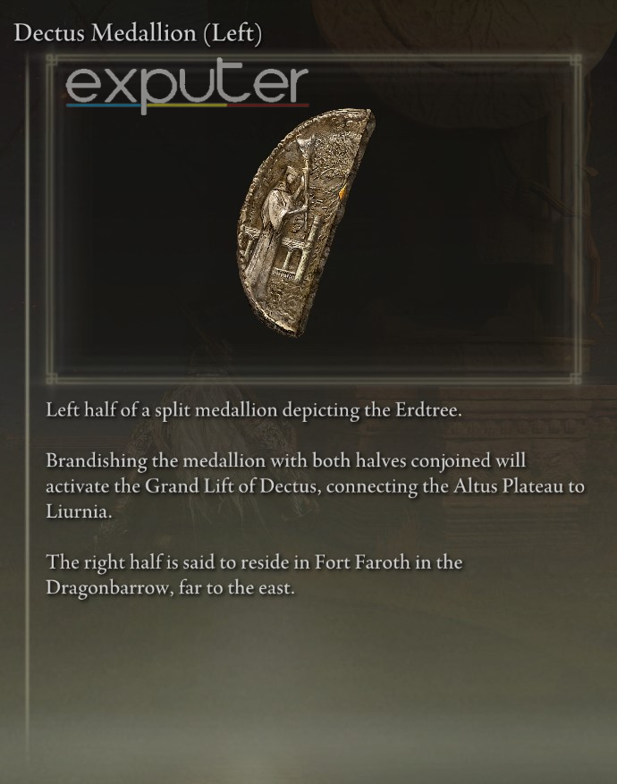 Medallion left half item description