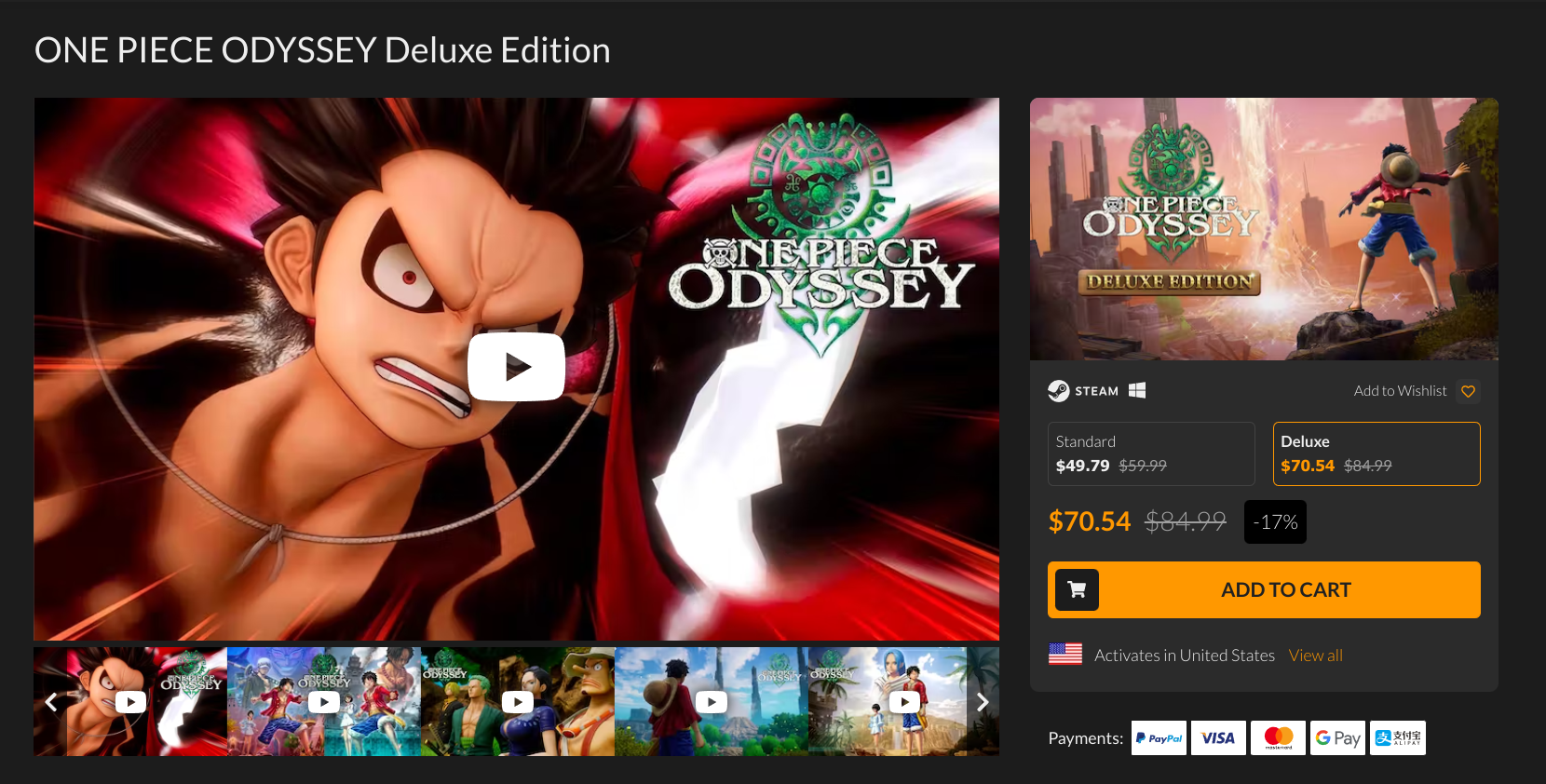 Deluxe Edition of One Piece Odyssey on Fanatical