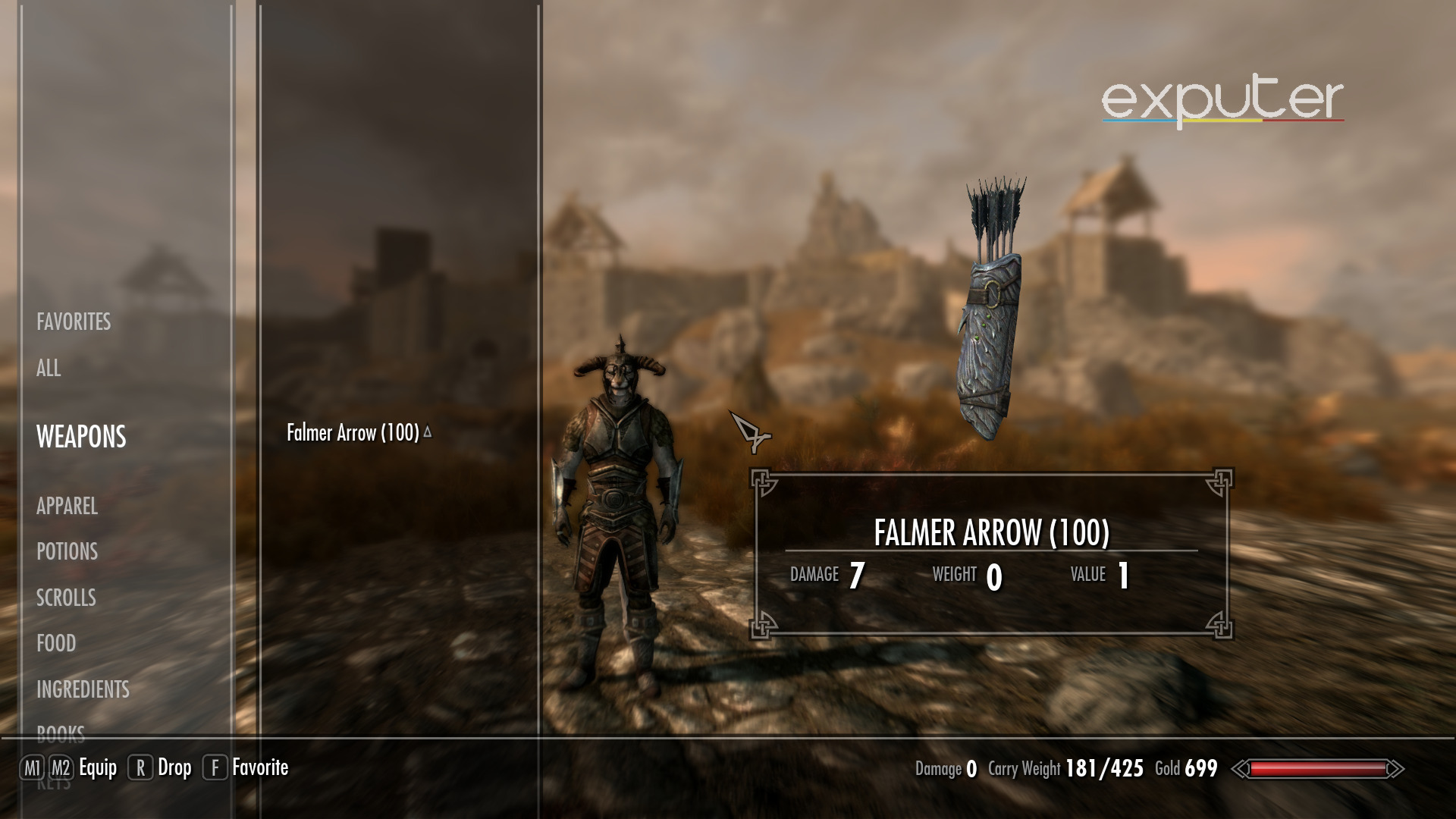 The Falmer Arrow in Skyrim Special edition ID.