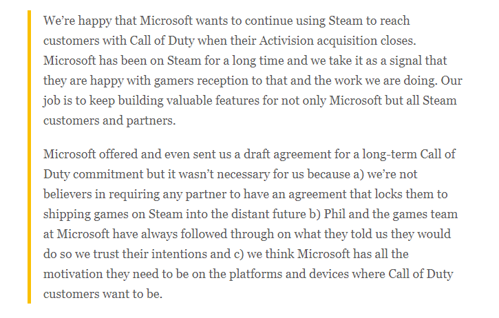 Valve Corporation's President Gabe Newell's statement regarding the merger. (Source: Kotaku)