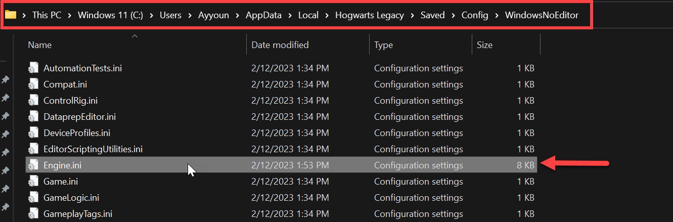 Hogwarts Legacy Engine.INI File