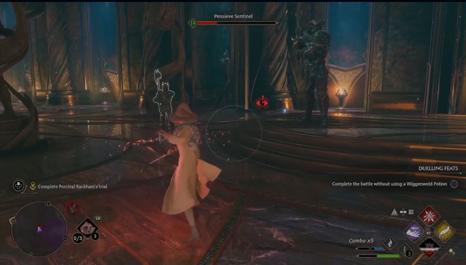 Hogwarts Legacy's leak reveals combat against a dungeon boss.