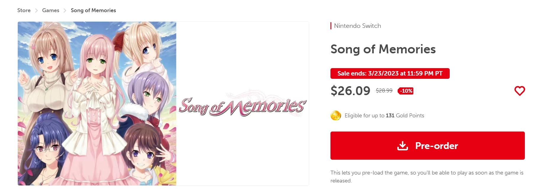 Song of Memories Switch eShop