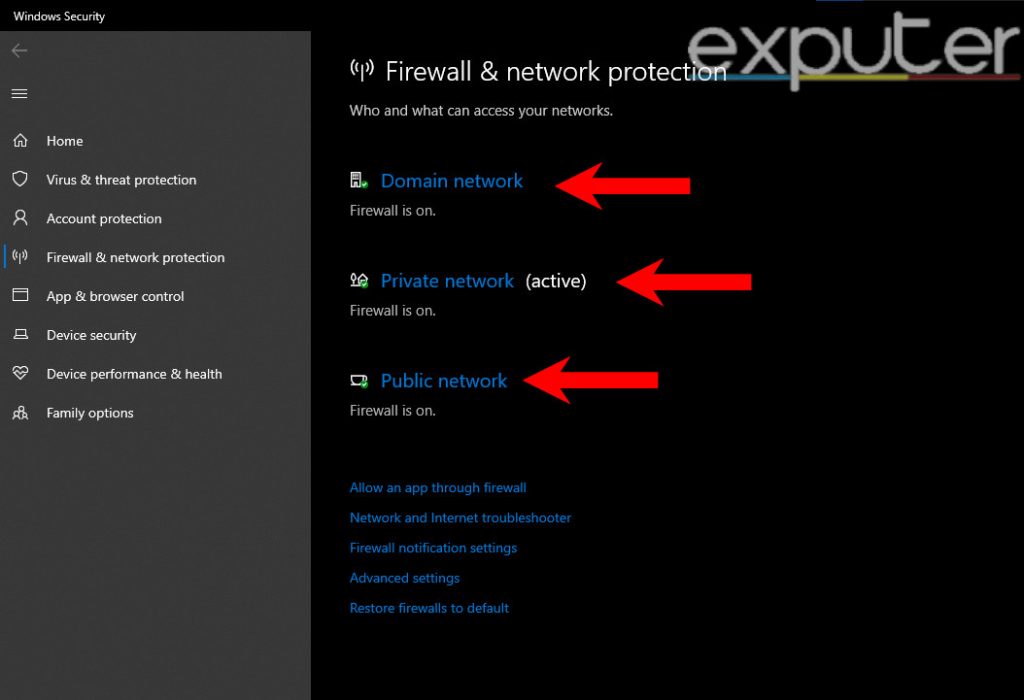 Screen showing the option for allowing an app through Firewall