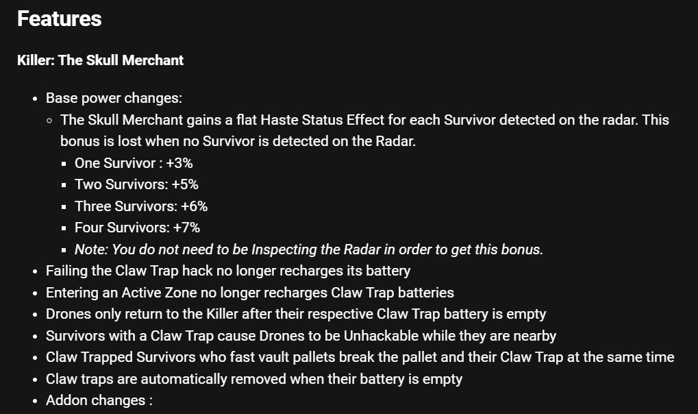 Dead by Daylight patch notes