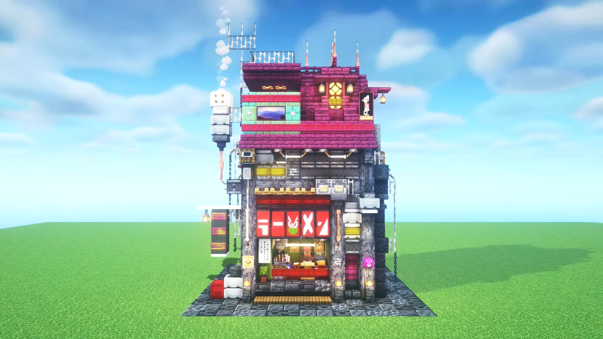 cyberpunk shop design in minecraft