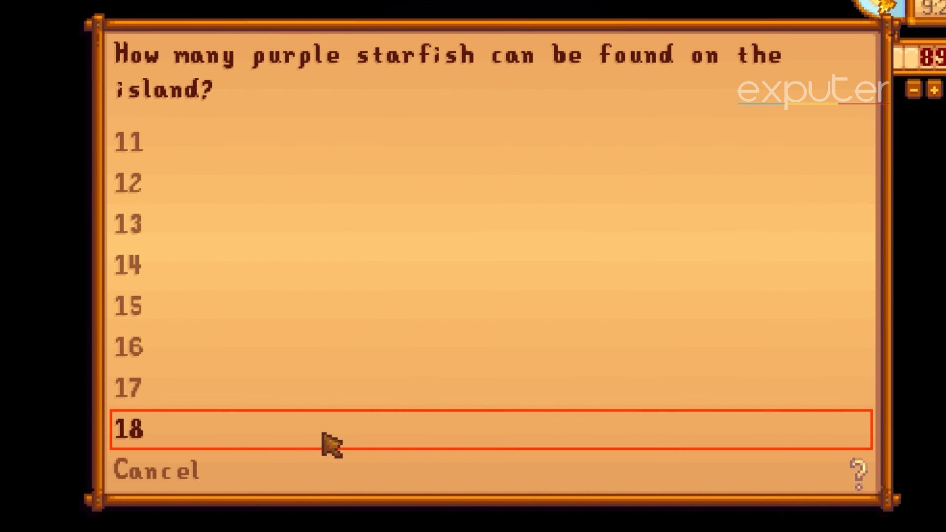 The Purple Starfish in Stardew Valley.