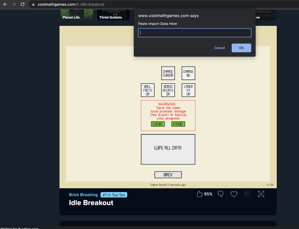 Redeeming Idle Breakout Codes.