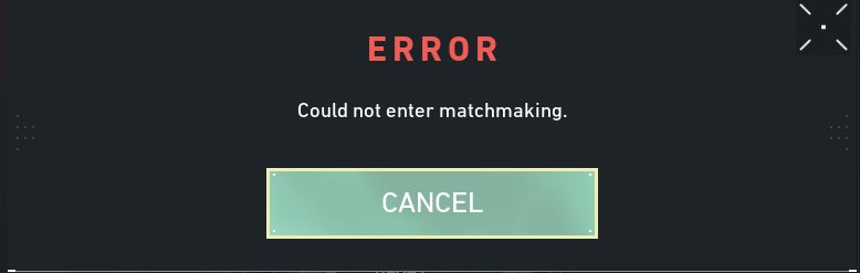could not enter matchmaking error in valorant