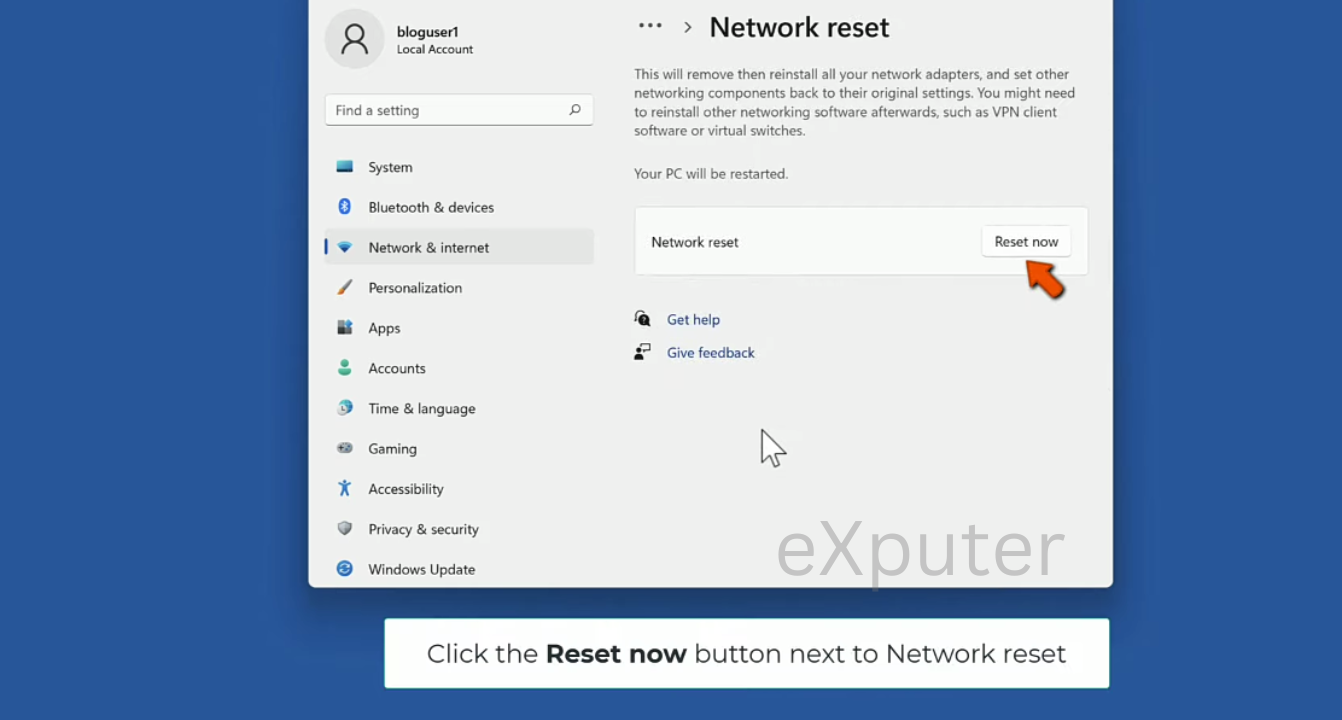 Reset network settings